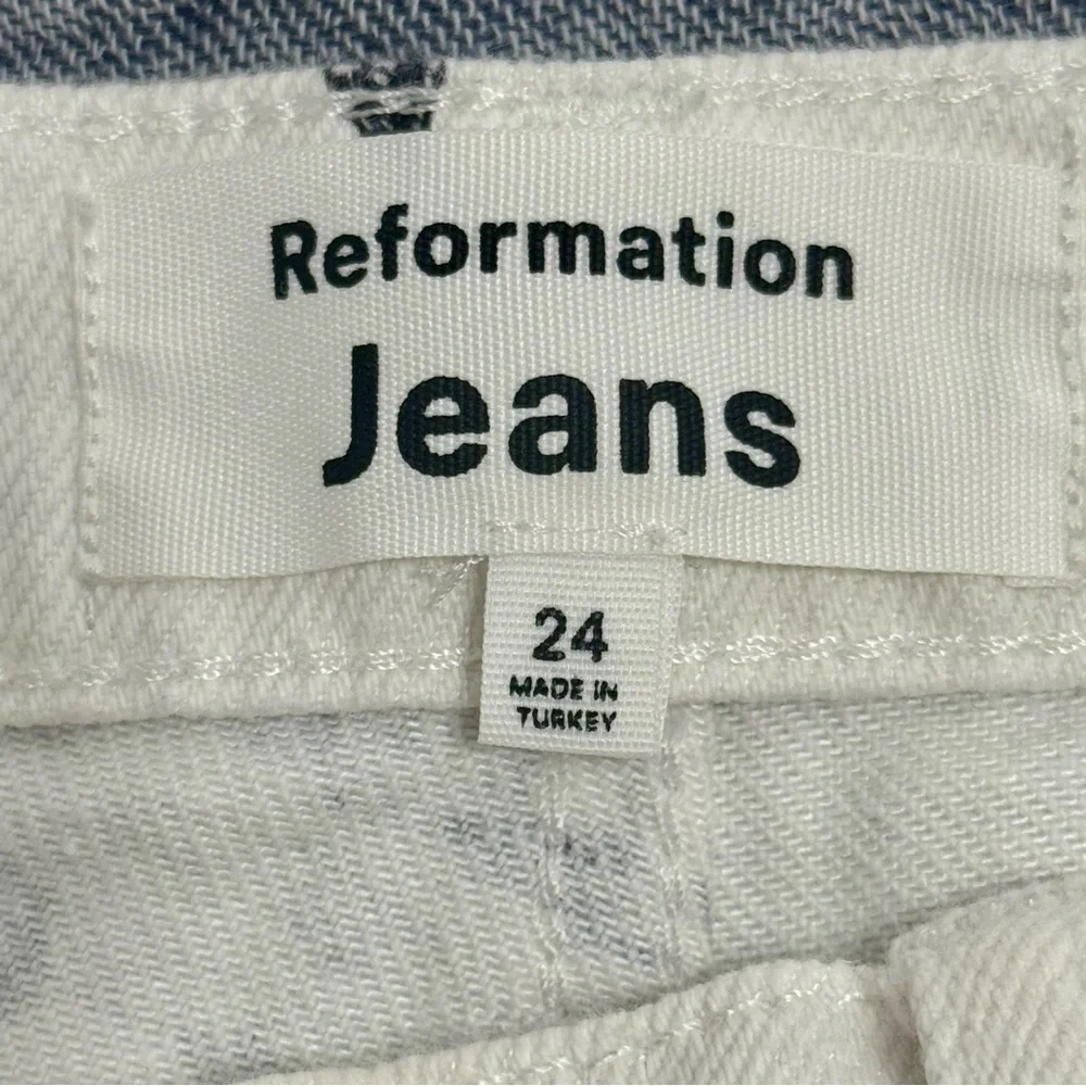 Reformation Joyride High Rise White Black Straight Leg Jeans Size 24